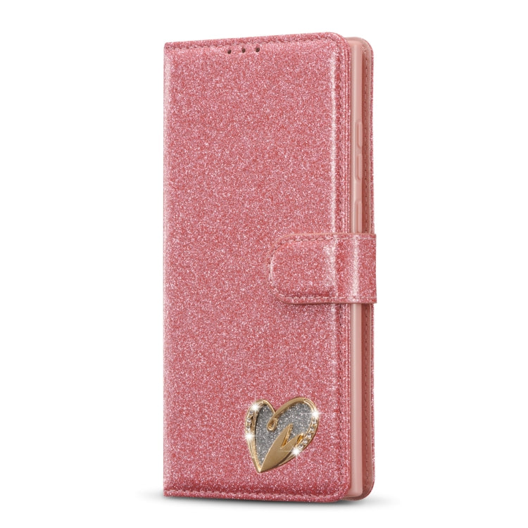 For Samsung Galaxy S22 5G Glitter Powder Love Leather Phone Case