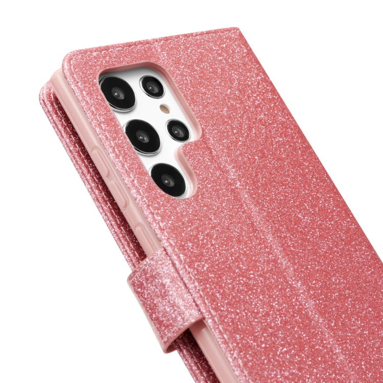For Samsung Galaxy S22 5G Glitter Powder Love Leather Phone Case
