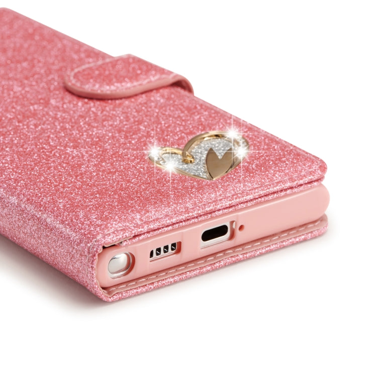 For Samsung Galaxy S22 5G Glitter Powder Love Leather Phone Case
