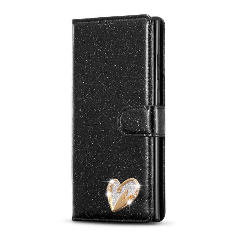 For Samsung Galaxy S22 5G Glitter Powder Love Leather Phone Case
