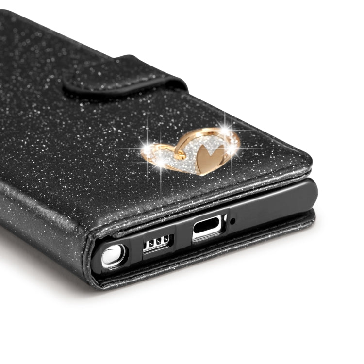 For Samsung Galaxy S22 5G Glitter Powder Love Leather Phone Case
