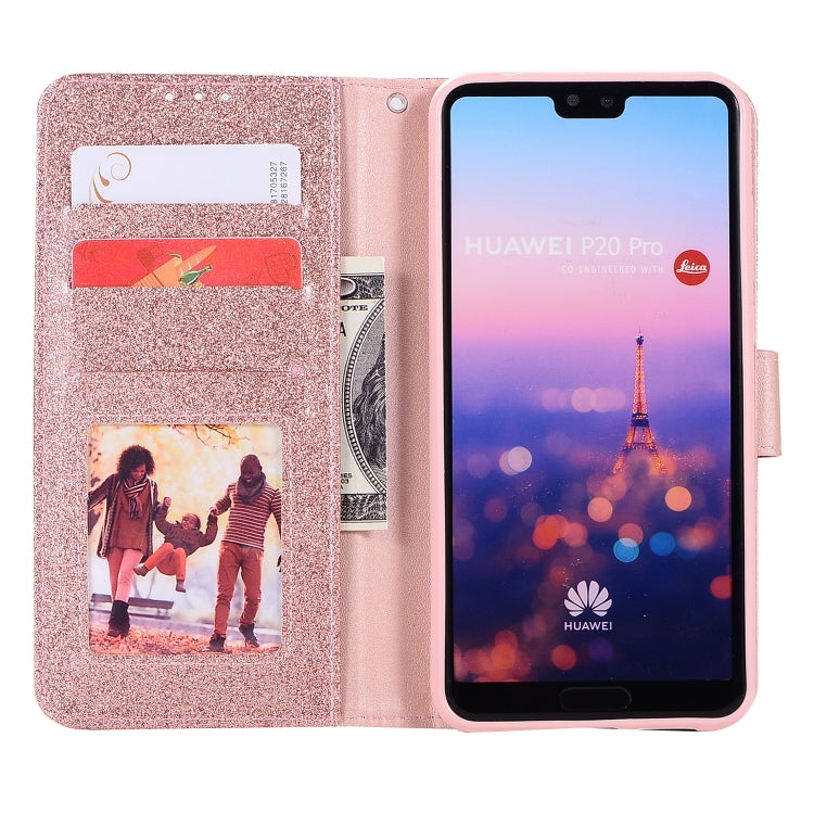 For Huawei P20 Pro Glitter Powder Love Leather Phone Case