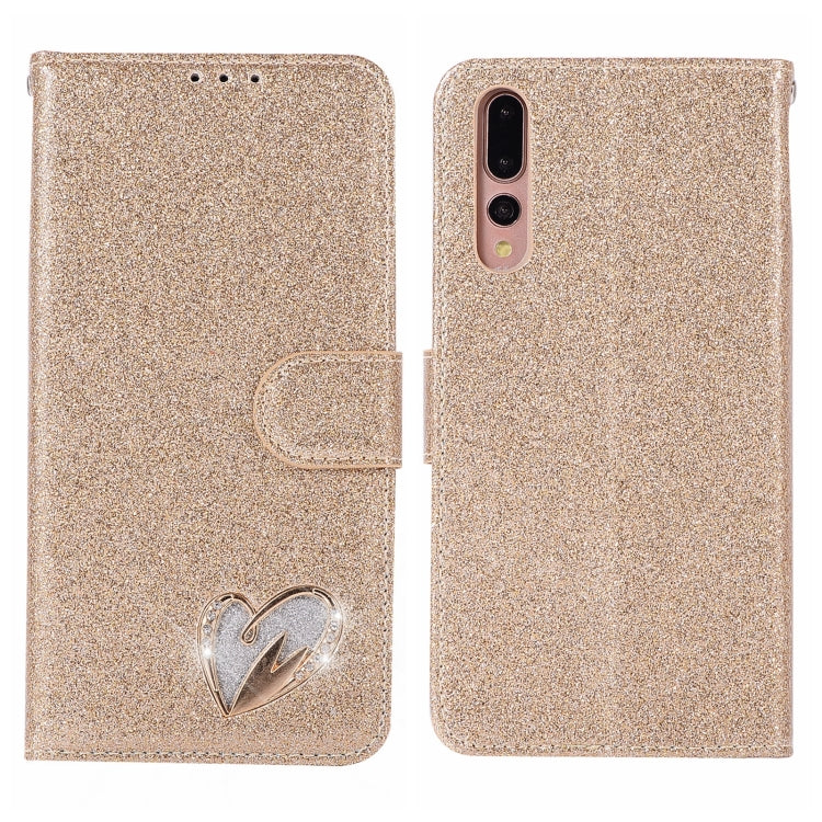 For Huawei P20 Pro Glitter Powder Love Leather Phone Case