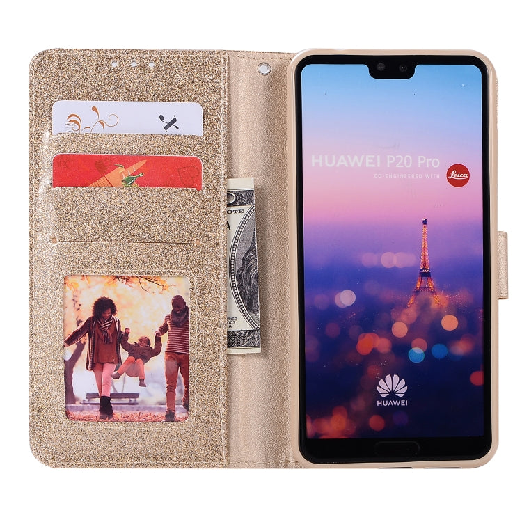 For Huawei P20 Pro Glitter Powder Love Leather Phone Case