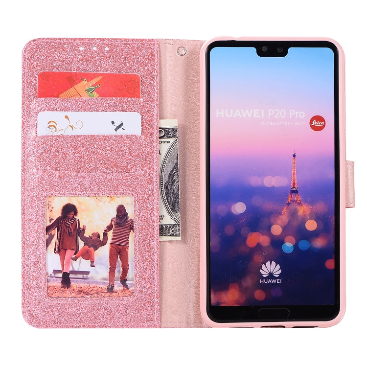 For Huawei P20 Pro Glitter Powder Love Leather Phone Case