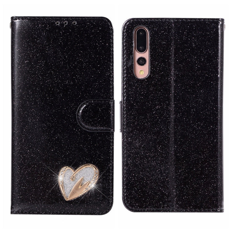 For Huawei P20 Pro Glitter Powder Love Leather Phone Case