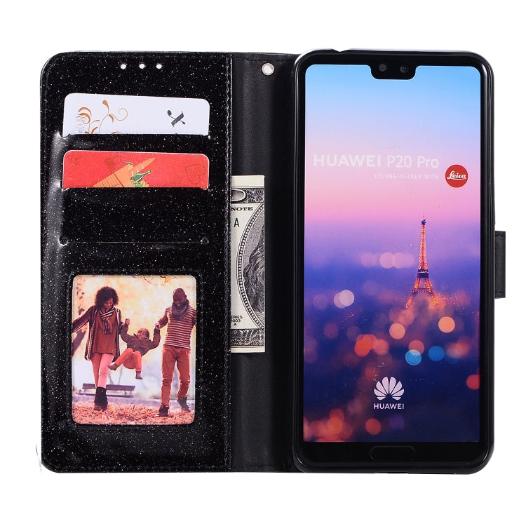 For Huawei P20 Pro Glitter Powder Love Leather Phone Case