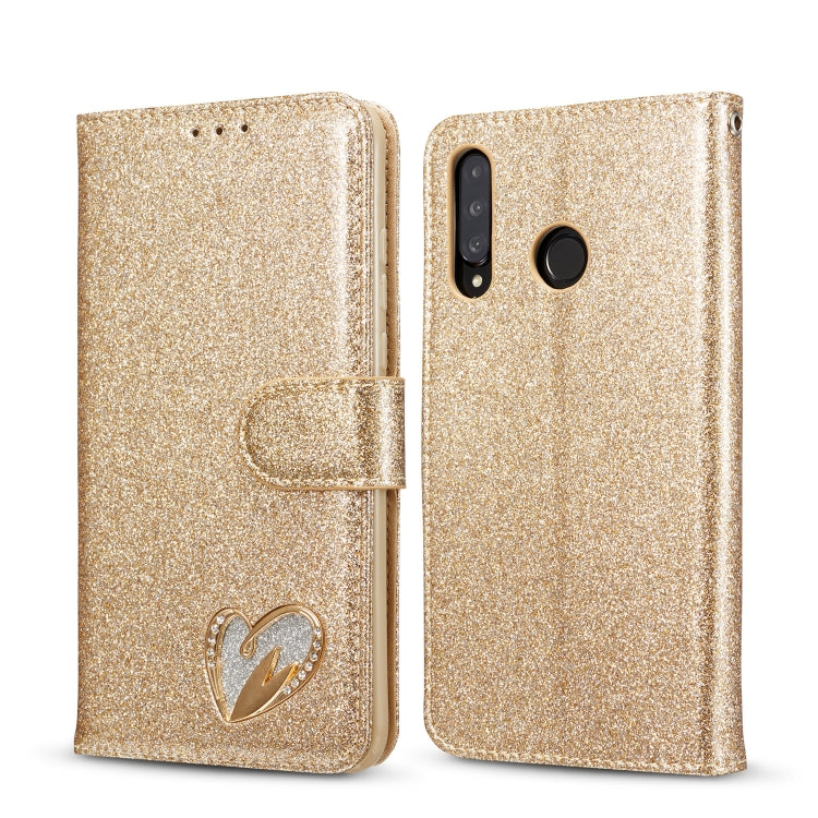 For Huawei P30 Lite Glitter Powder Love Leather Phone Case