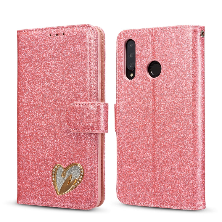 For Huawei P30 Lite Glitter Powder Love Leather Phone Case