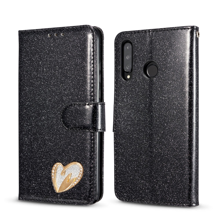 For Huawei P30 Lite Glitter Powder Love Leather Phone Case