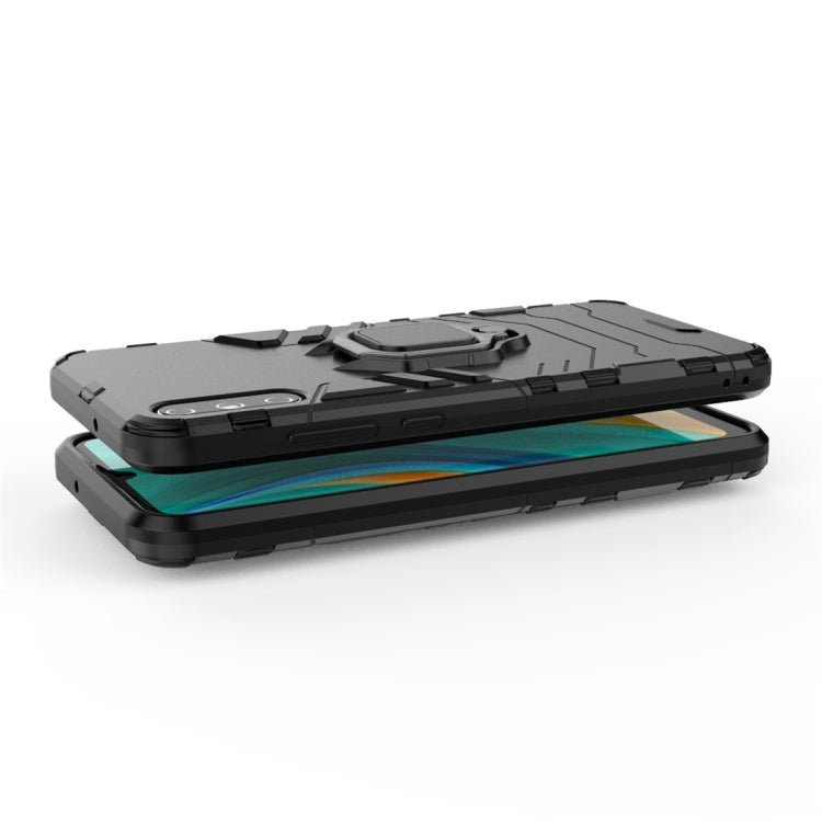 For Huawei Enjoy 10e PC + TPU Shockproof Protective Case with Magnetic Ring Holder