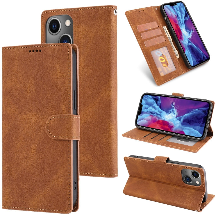 For iPhone 14 Fantasy Classic Skin-feel Calfskin Texture Leather Case