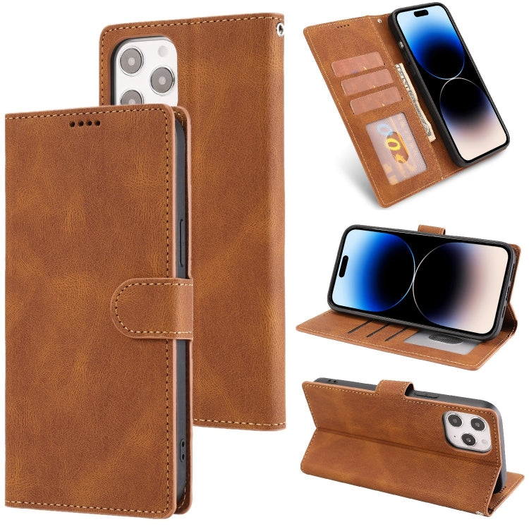 For iPhone 14 Pro Max Fantasy Classic Skin-feel Calfskin Texture Leather Case