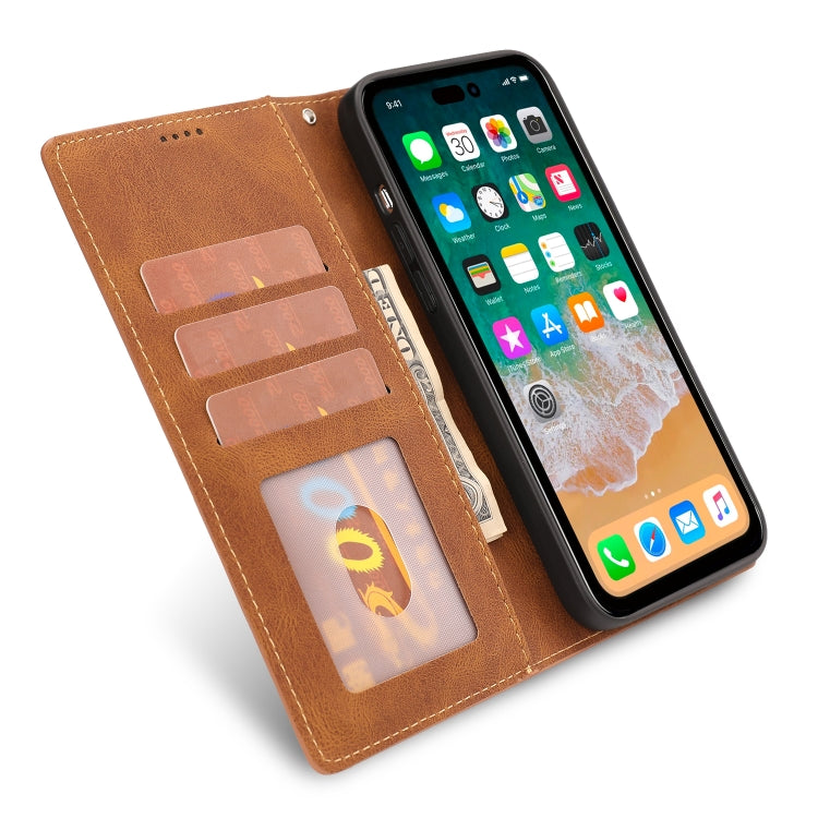 For iPhone 14 Pro Max Fantasy Classic Skin-feel Calfskin Texture Leather Case