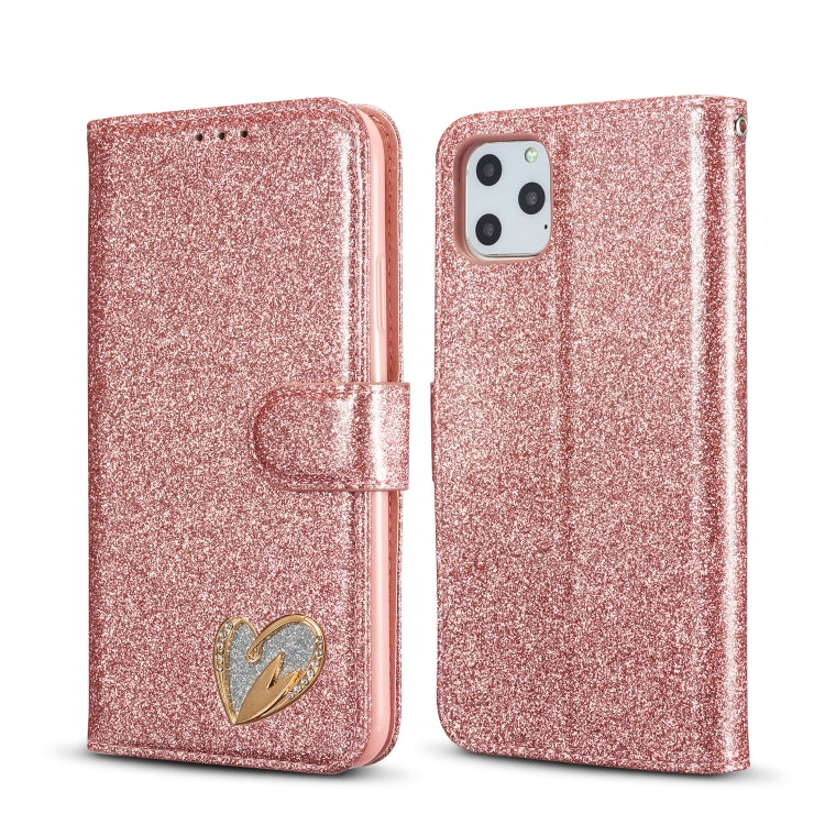 For iPhone 11 Pro Glitter Powder Love Leather Phone Case
