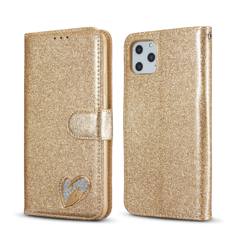 For iPhone 11 Pro Glitter Powder Love Leather Phone Case