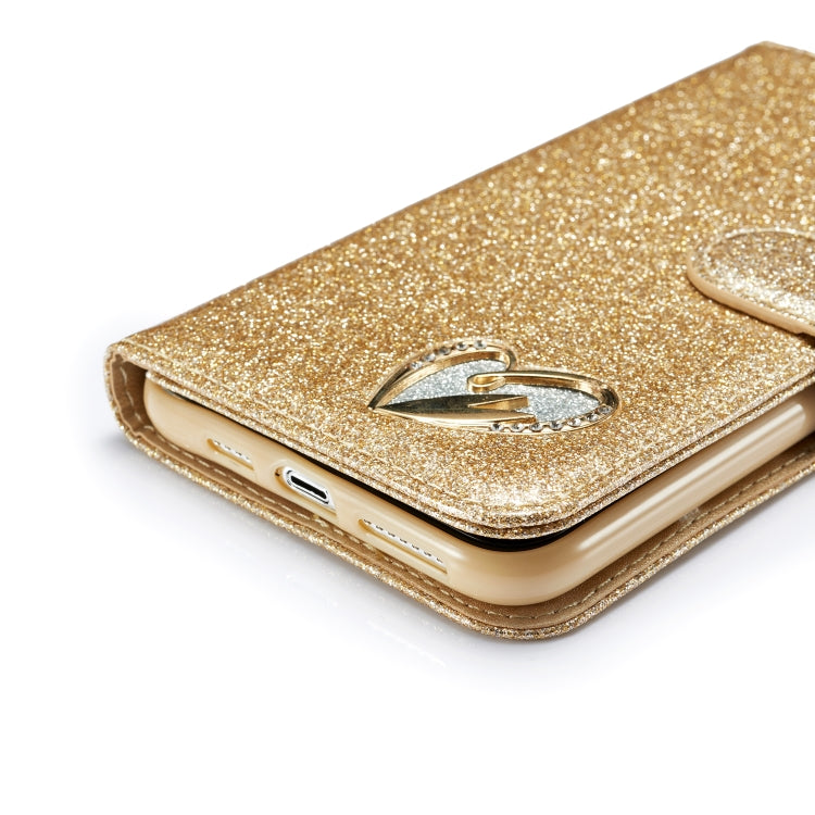 For iPhone 11 Pro Glitter Powder Love Leather Phone Case