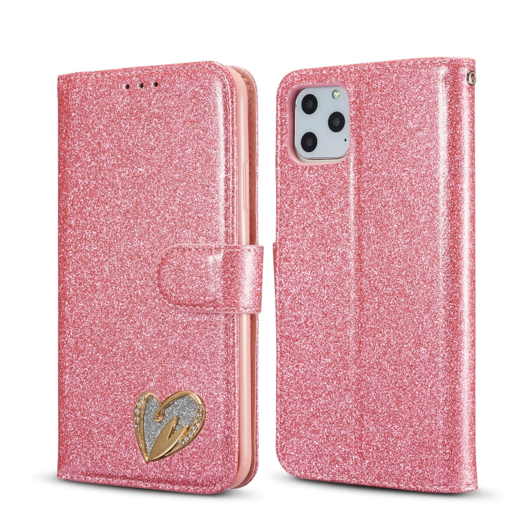 For iPhone 11 Pro Glitter Powder Love Leather Phone Case