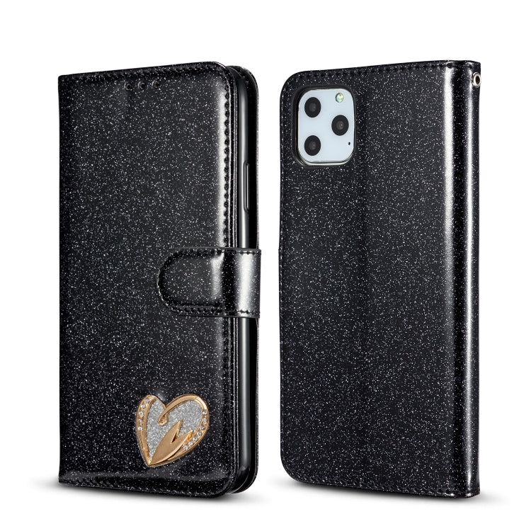 For iPhone 11 Pro Glitter Powder Love Leather Phone Case