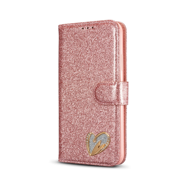 For iPhone 11 Pro Max Glitter Powder Love Leather Phone Case