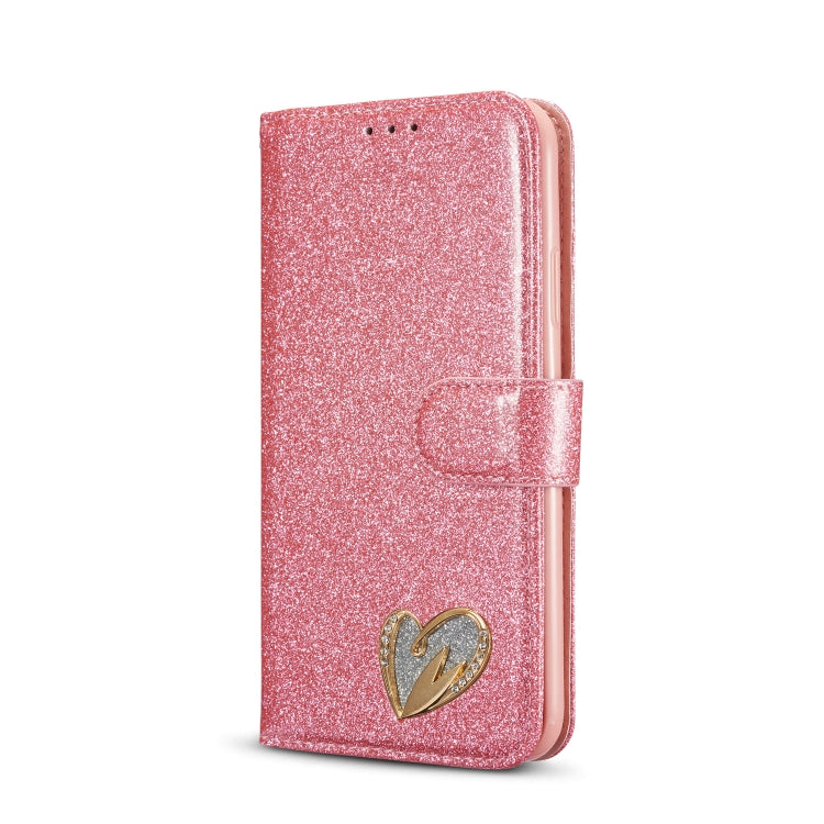 For iPhone 11 Pro Max Glitter Powder Love Leather Phone Case