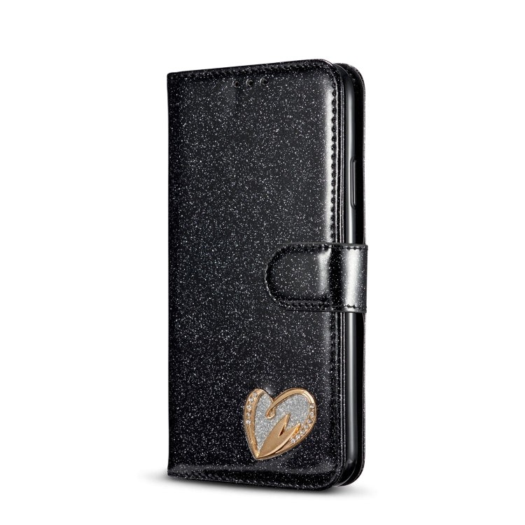 For iPhone 11 Pro Max Glitter Powder Love Leather Phone Case