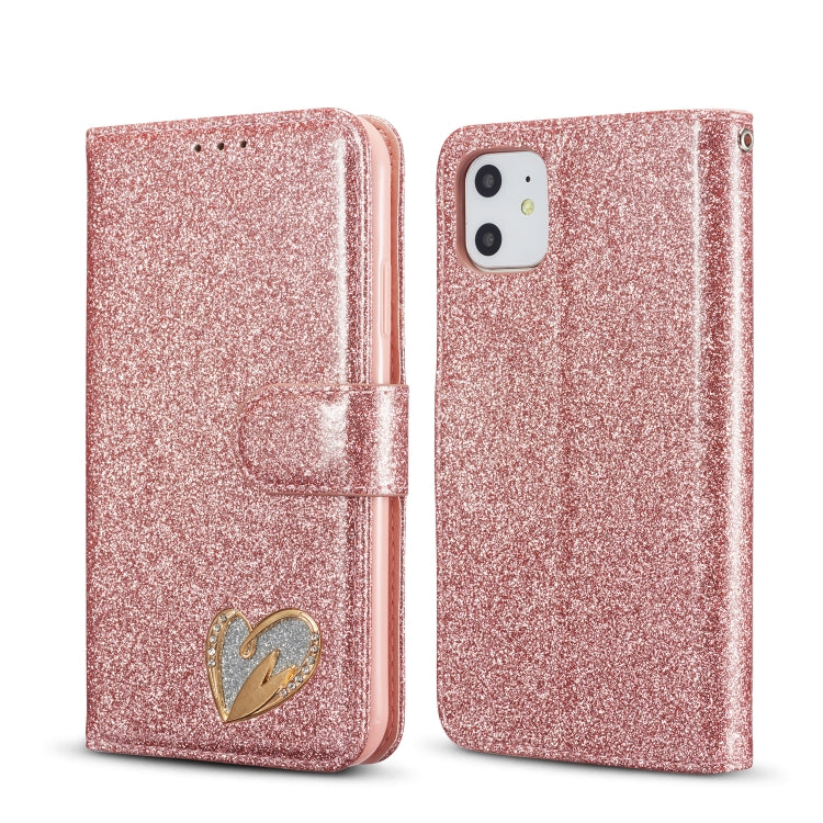 For iPhone 11 Glitter Powder Love Leather Phone Case
