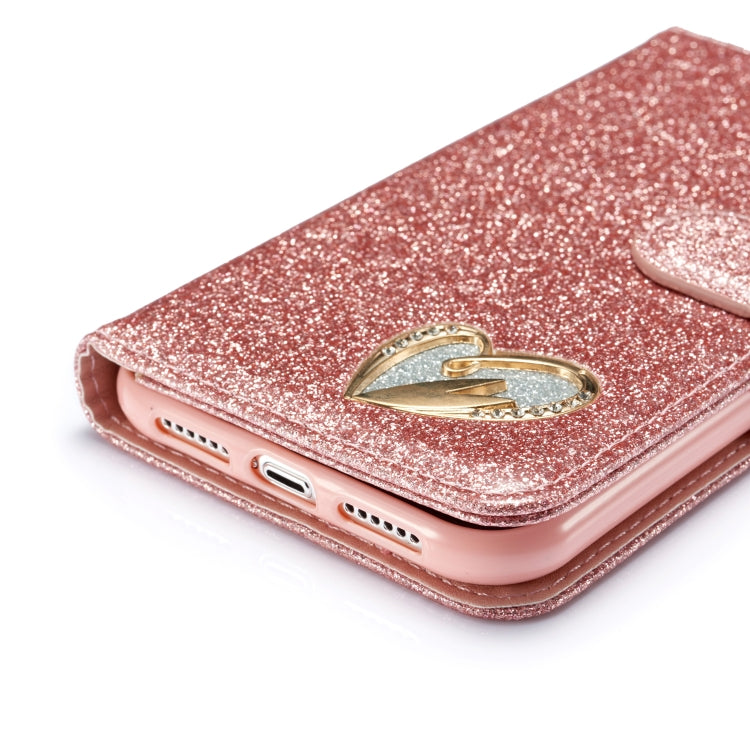 For iPhone 11 Glitter Powder Love Leather Phone Case