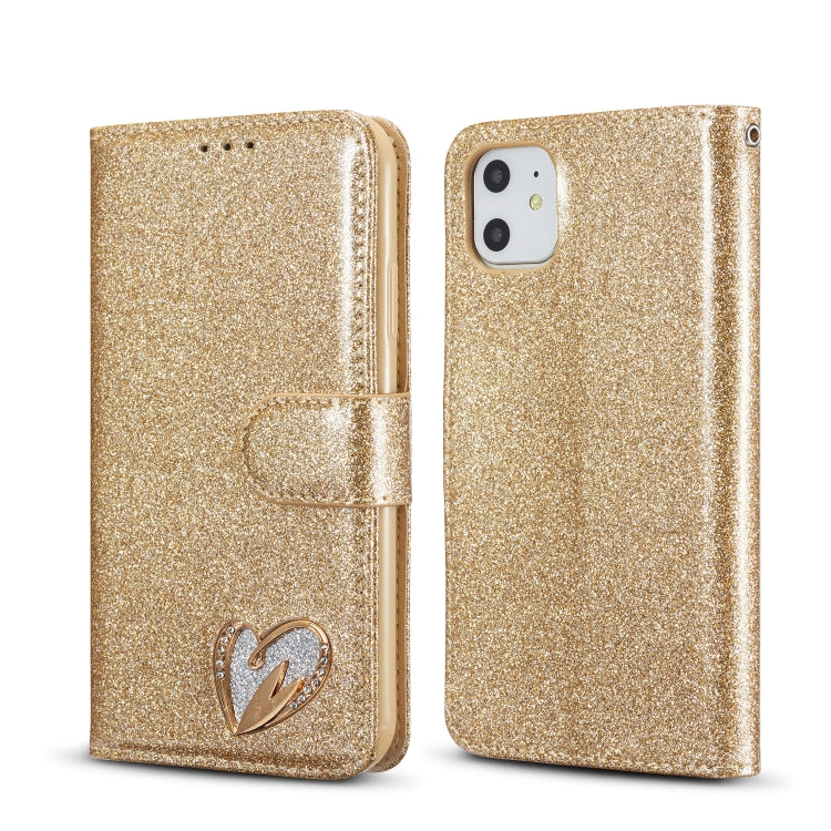 For iPhone 11 Glitter Powder Love Leather Phone Case