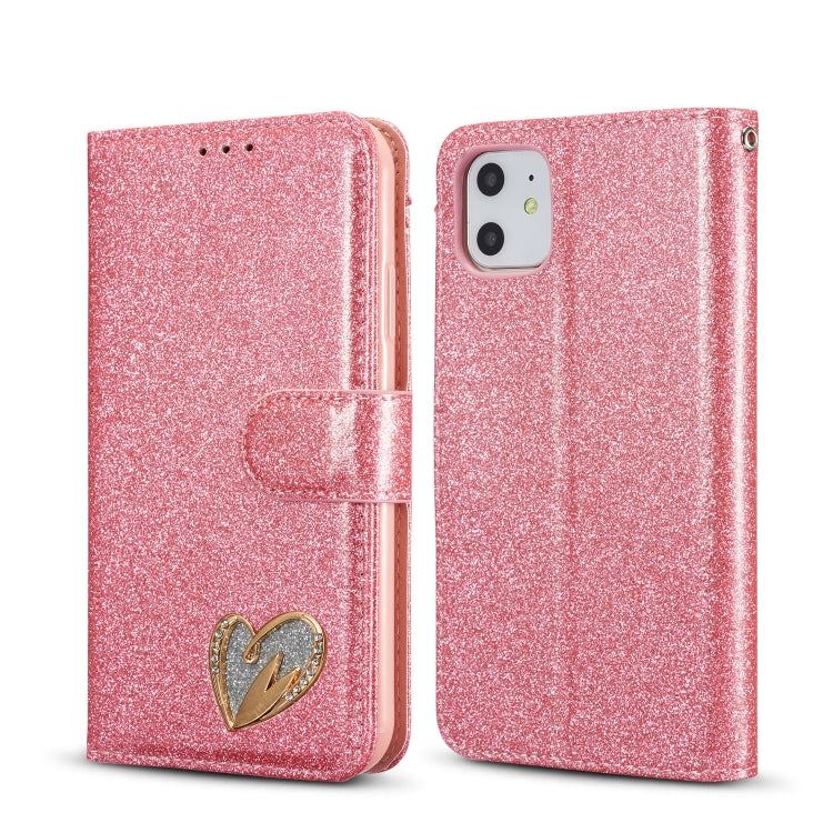 For iPhone 11 Glitter Powder Love Leather Phone Case
