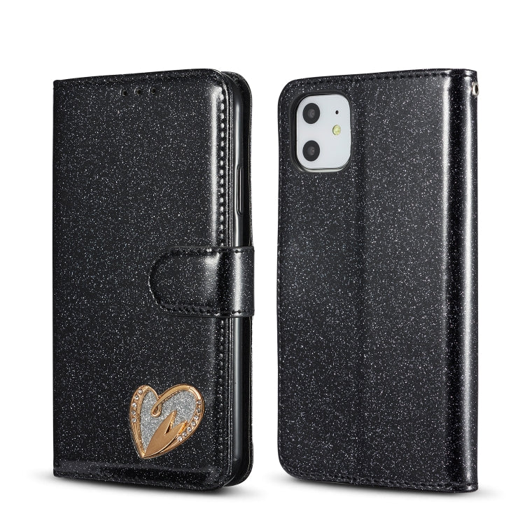 For iPhone 11 Glitter Powder Love Leather Phone Case