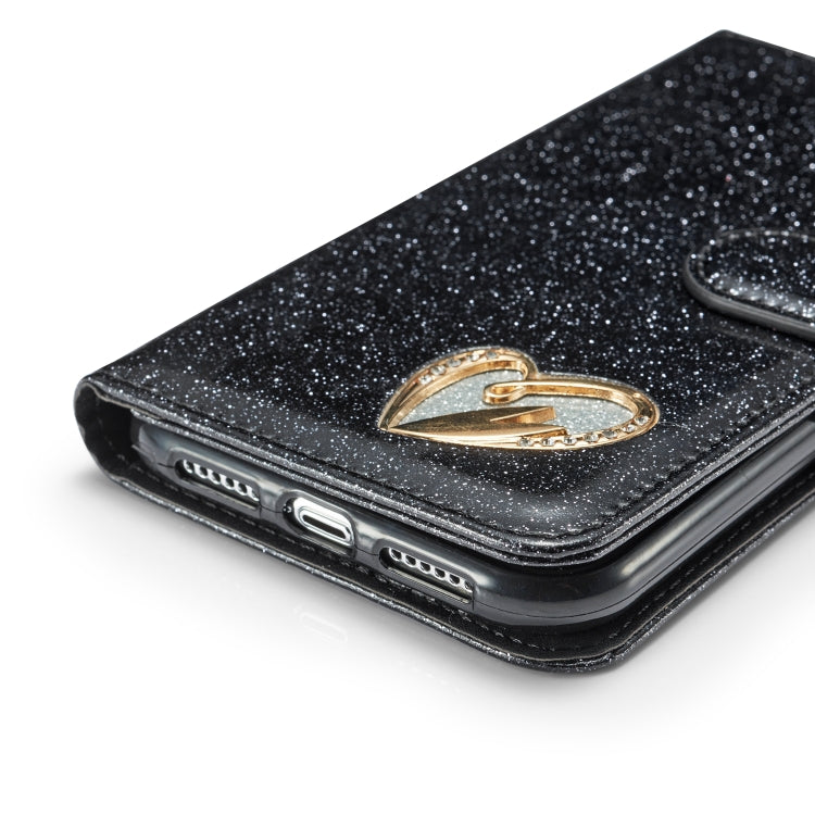For iPhone 11 Glitter Powder Love Leather Phone Case