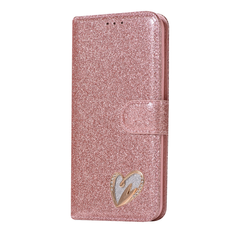 For iPhone XS Max Glitter Powder Love Leather Phone Case