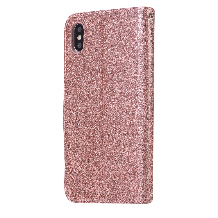 For iPhone XS Max Glitter Powder Love Leather Phone Case