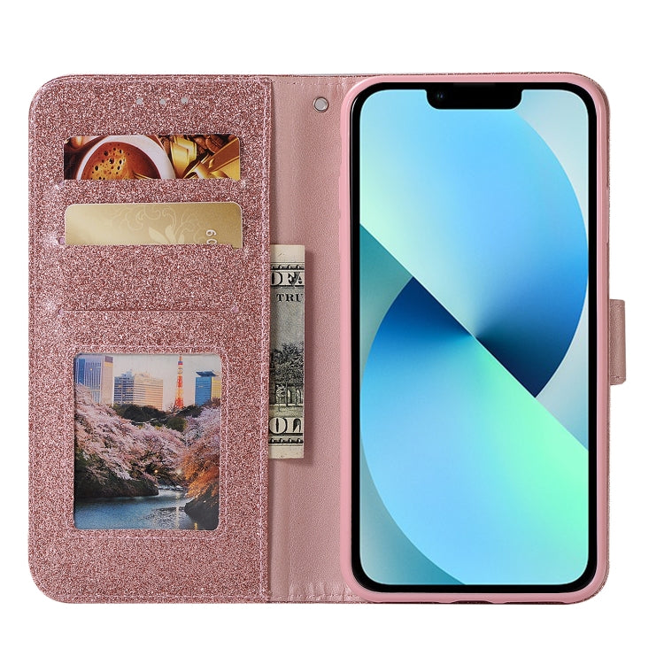 For iPhone XS Max Glitter Powder Love Leather Phone Case