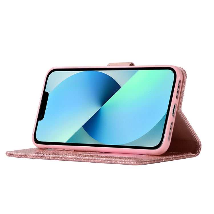 For iPhone XS Max Glitter Powder Love Leather Phone Case
