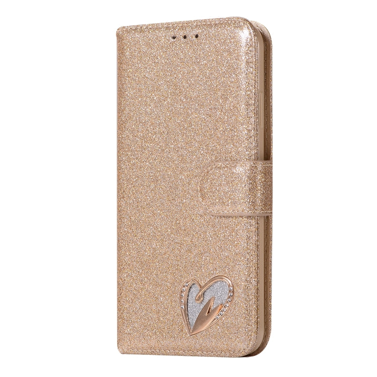 For iPhone XS Max Glitter Powder Love Leather Phone Case