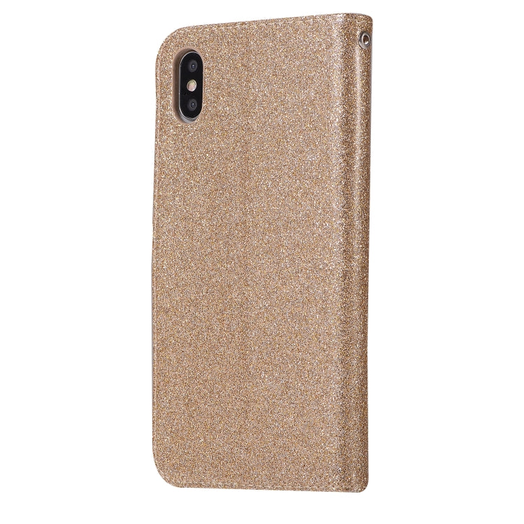 For iPhone XS Max Glitter Powder Love Leather Phone Case