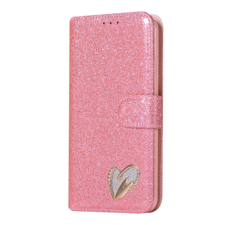 For iPhone XS Max Glitter Powder Love Leather Phone Case
