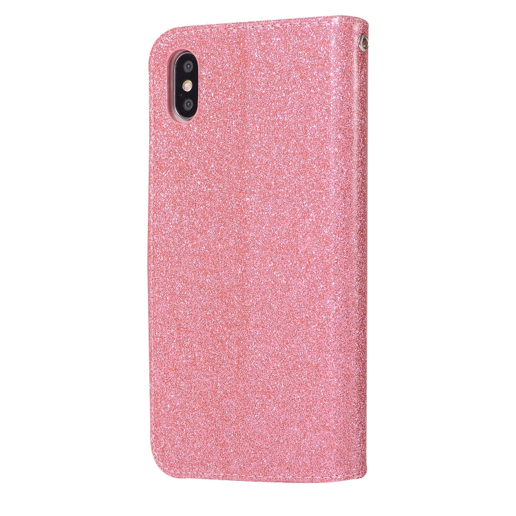 For iPhone XS Max Glitter Powder Love Leather Phone Case