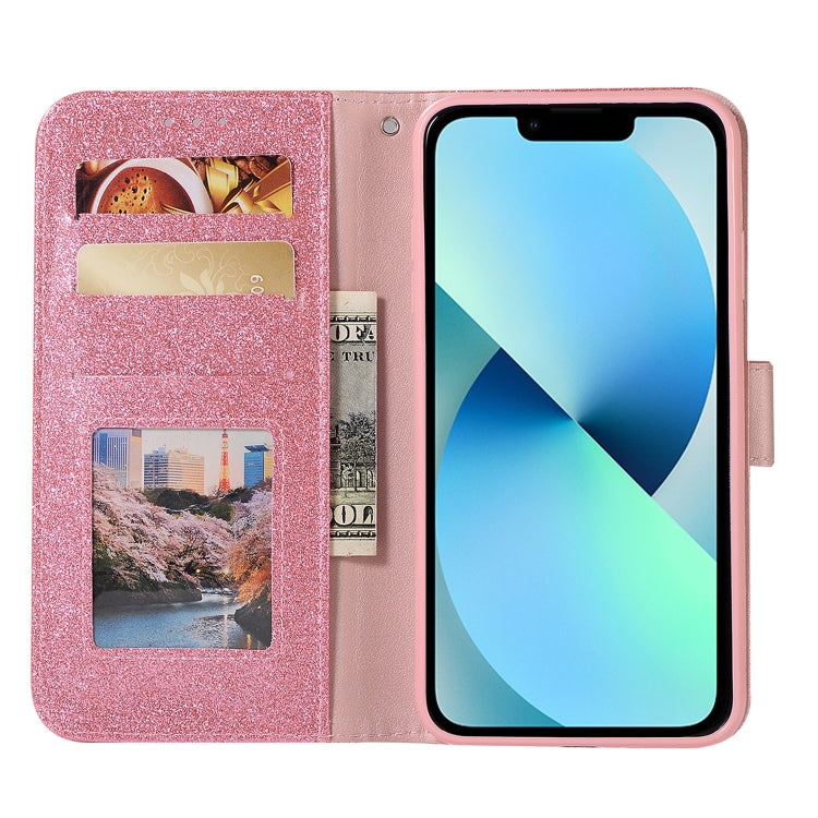 For iPhone XS Max Glitter Powder Love Leather Phone Case