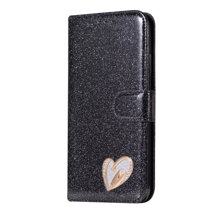 For iPhone XS Max Glitter Powder Love Leather Phone Case