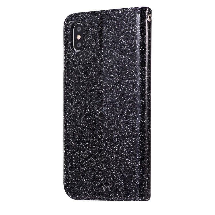 For iPhone XS Max Glitter Powder Love Leather Phone Case