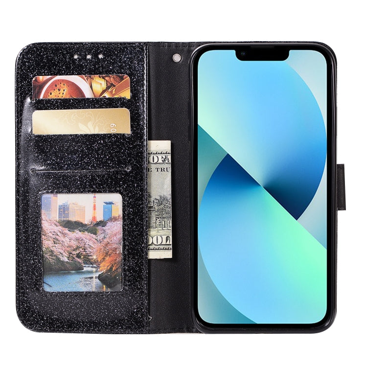 For iPhone XS Max Glitter Powder Love Leather Phone Case
