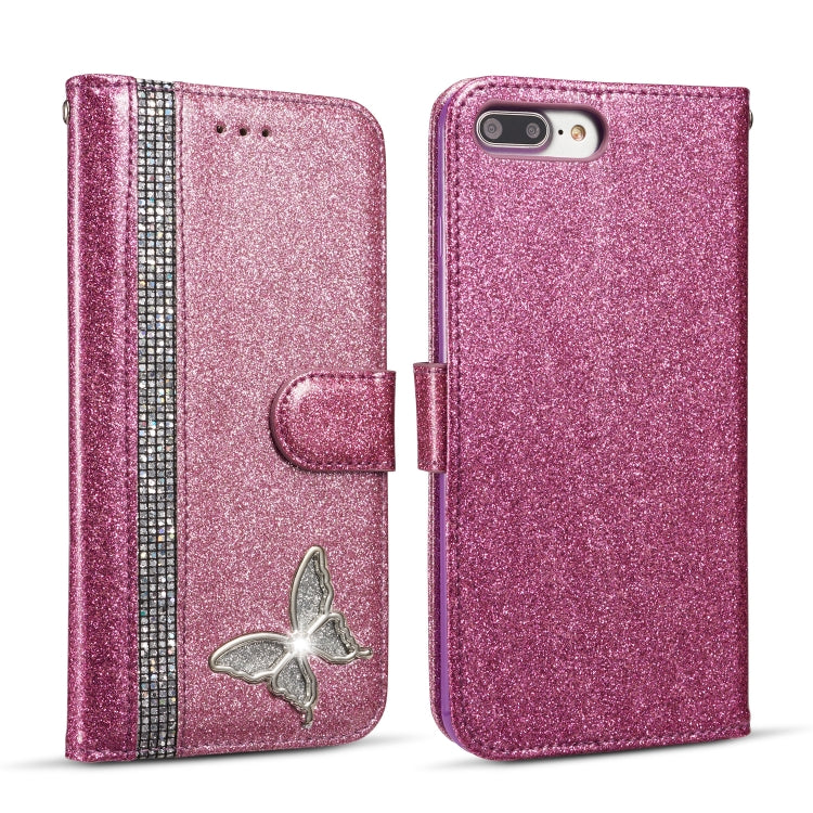 Glitter Powder Butterfly Leather Phone Case For iPhone 7 Plus/8 Plus