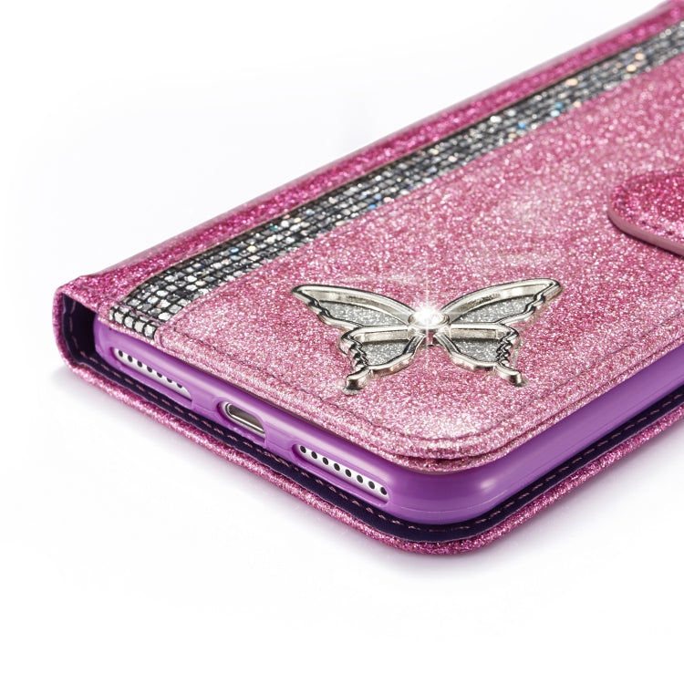 Glitter Powder Butterfly Leather Phone Case For iPhone 7 Plus/8 Plus