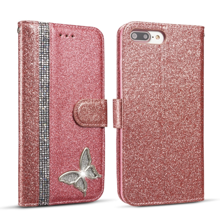 Glitter Powder Butterfly Leather Phone Case For iPhone 7 Plus/8 Plus