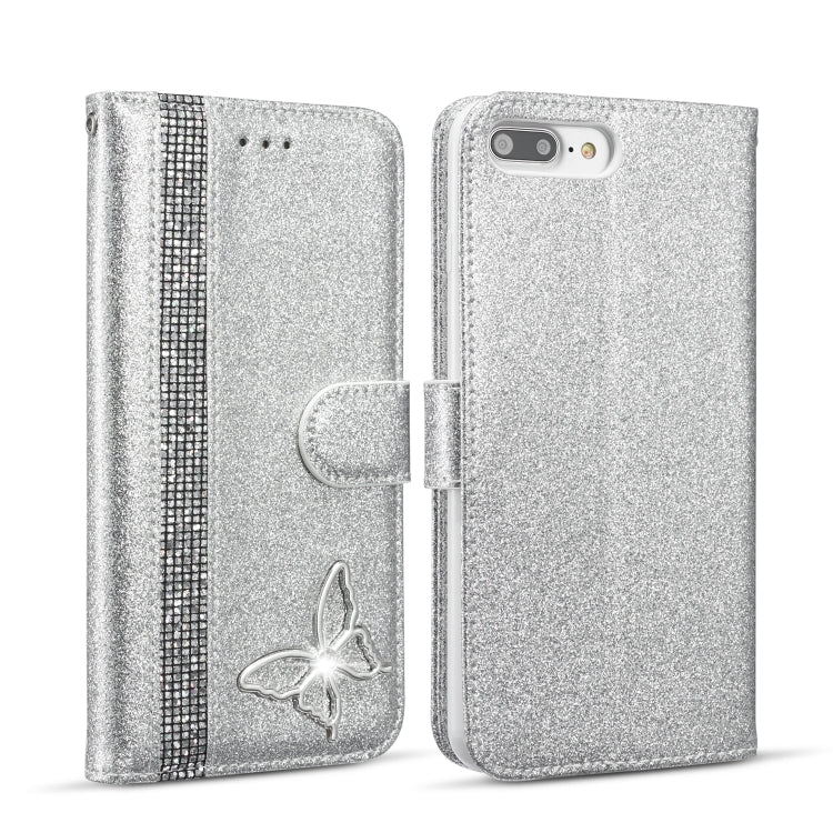 Glitter Powder Butterfly Leather Phone Case For iPhone 7 Plus/8 Plus