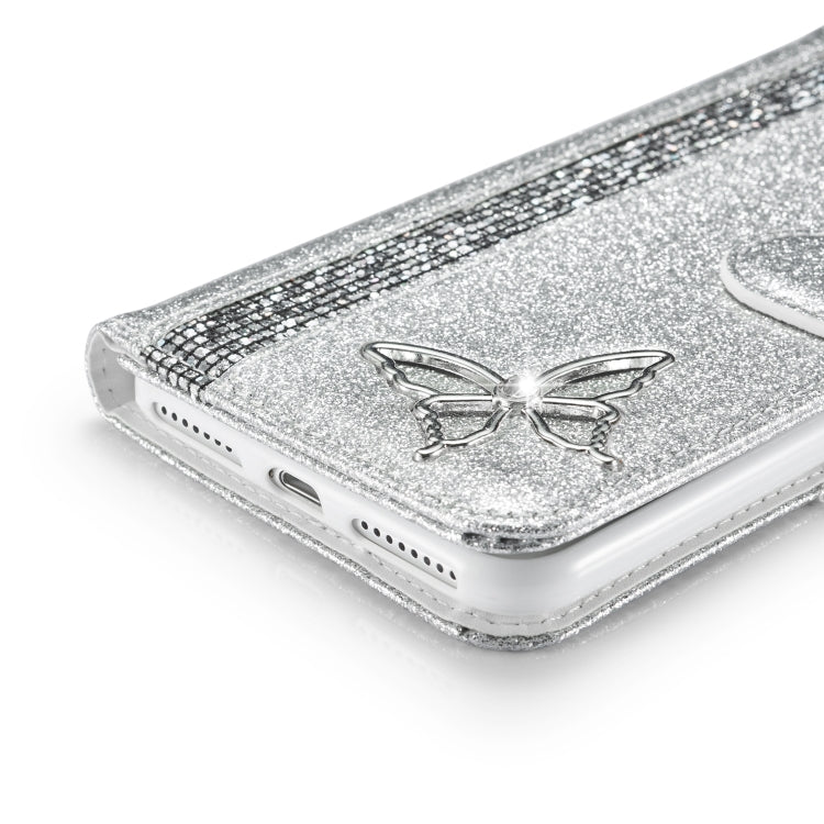 Glitter Powder Butterfly Leather Phone Case For iPhone 7 Plus/8 Plus
