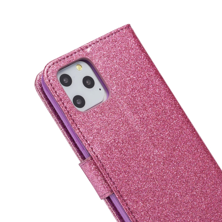 For iPhone 11 Pro Glitter Powder Butterfly Leather Phone Case
